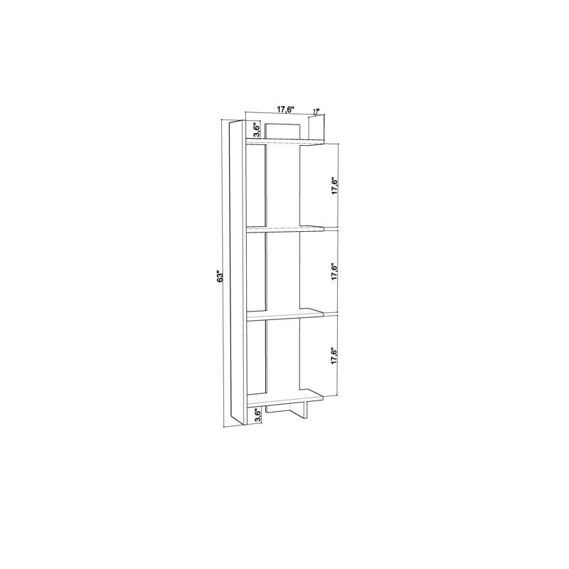 Bibliothèque de coin H 63 po x l 17,6 po Rodney, Blanc