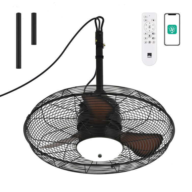 Christenia 21" Outdoor Gazebo Ceiling Fan with Lights, Wet Rated Hanging Fan for Patio with Remote/APP Control IP44