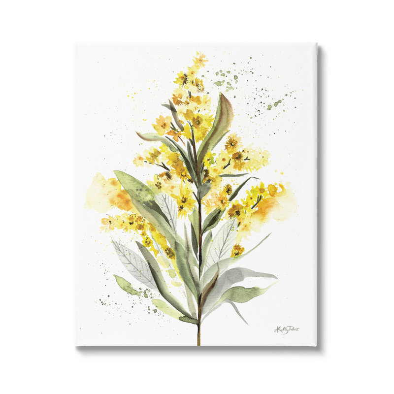 Wild Daisies Leaf Sprout Flower Impressionist Illustration Oversized Black Giclee, art texturé par Kelley Talent