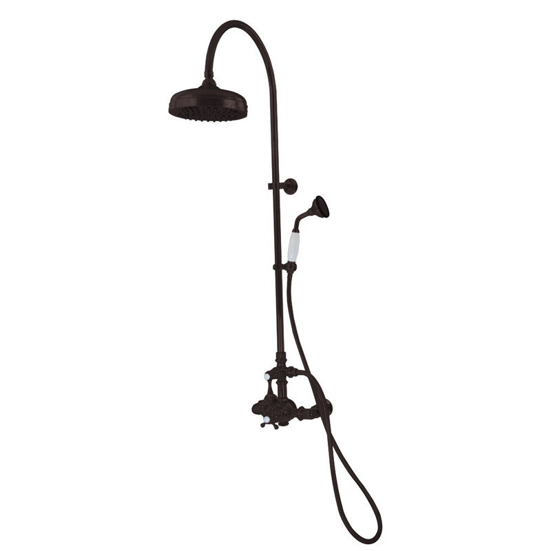 Système de douche thermostatique exposé au mur 36 po avec douche à main 1,75 gallons par minute et poignées levier / croix