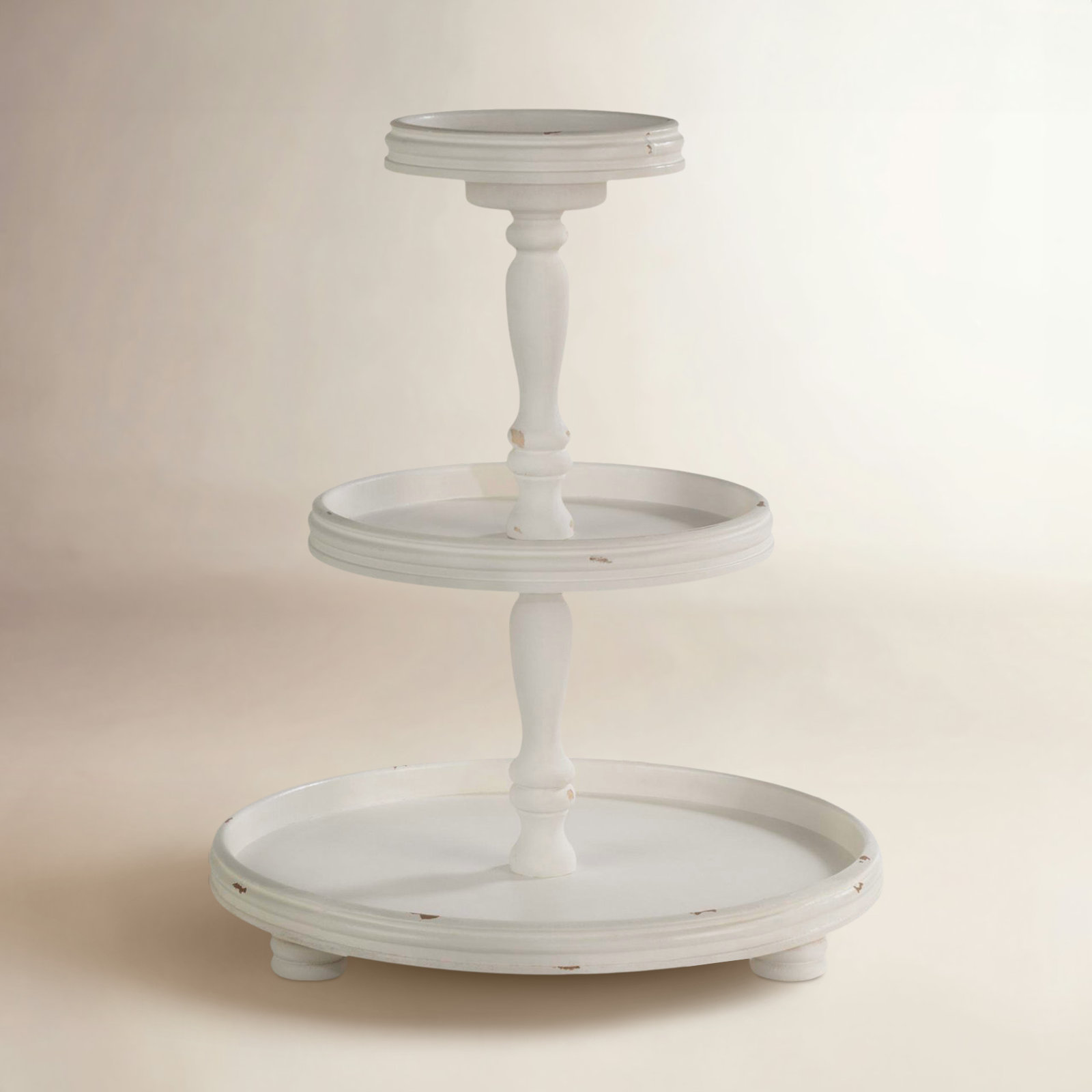Harborside Wood Tiered Stand, Cream