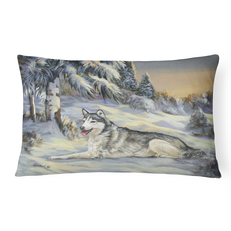  Housse et insert de coussin d'extérieur pour l'extérieur, Husky de Sibérie, paysage d'hiver