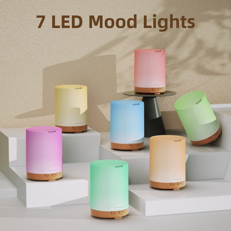 Essential Oil Diffuser, Aromatherapy Cool Mist Home Humidifier With 7 LED Colour Changing Light And Auto-Off Safety Switch, 8 Essential Oils Set, 300Ml (With Oils)
