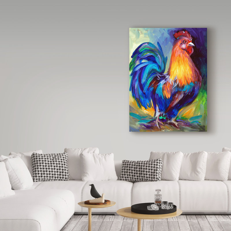 Duniya «Rooster One», reproduction de peinture acrylique sur toile tendue, H 19 po x l 14 po x P 2 po