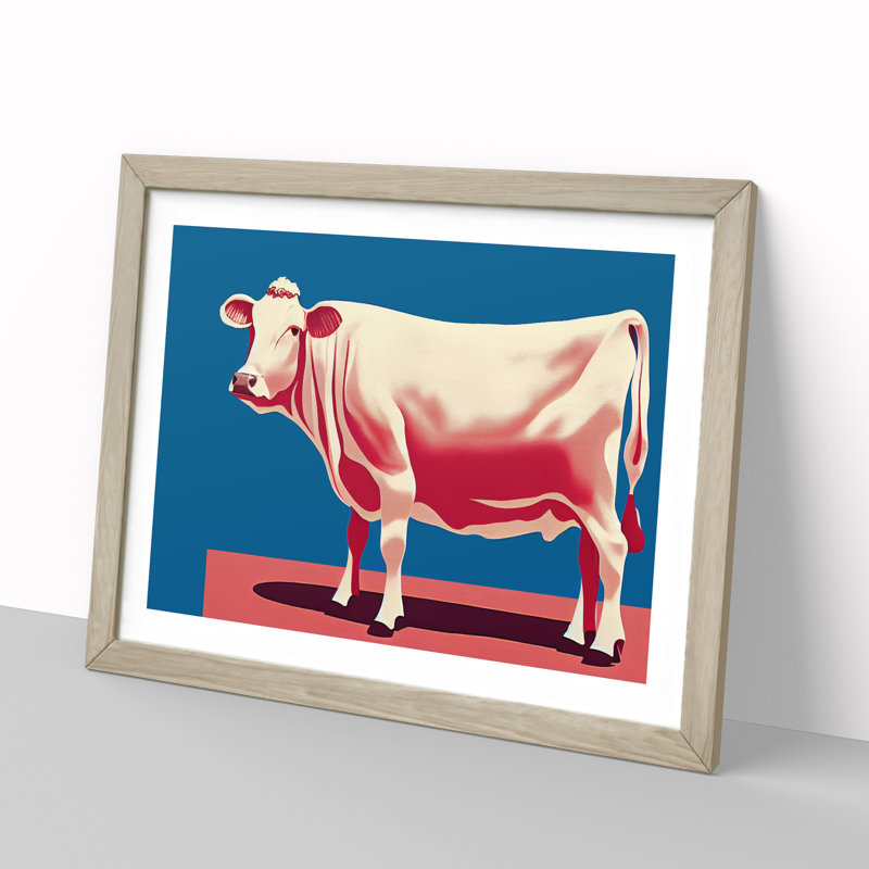 Exquisite Cow - Single Picture Frame Print, 25cm H x 34cm W x 2cm D, Oak Framed
