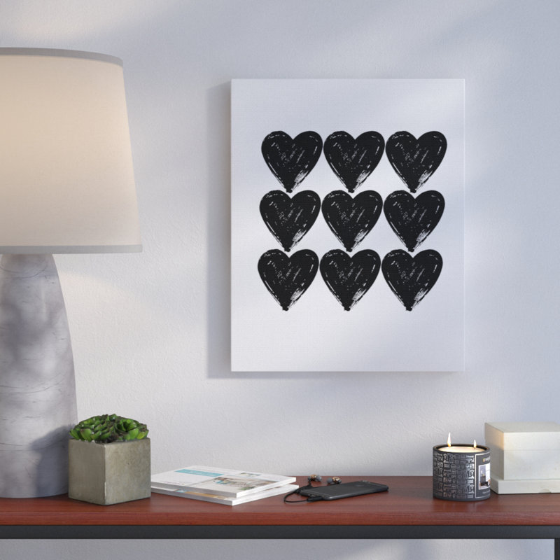 Art mural sur toile Hearts Glam par House of Lulu, H 30 po x l 24 po x P 1,5 po, Toile tendue