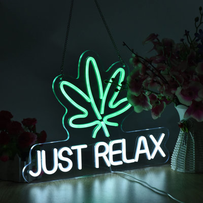Neon Sign Just Relax LED Neon Lights Signs For Wall Decor,Bedroom,Game Room, Party, Bar Decor,Powered By USB With Dimmable Switch