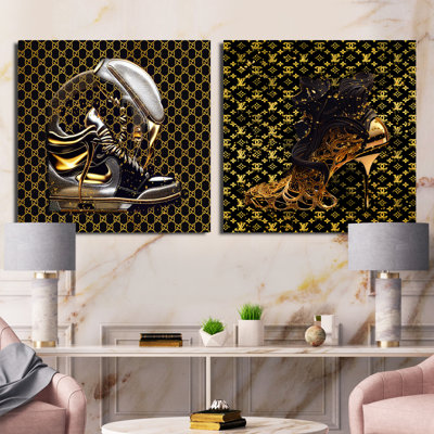 Chic Sneaker métallique - Ensemble de 2 colliers carrés