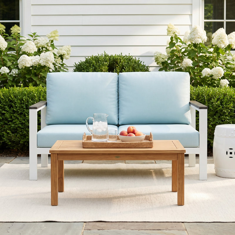 Townsend Chatwin Metal Outdoor Loveseat With Sunbrella Cushion, Gray, White