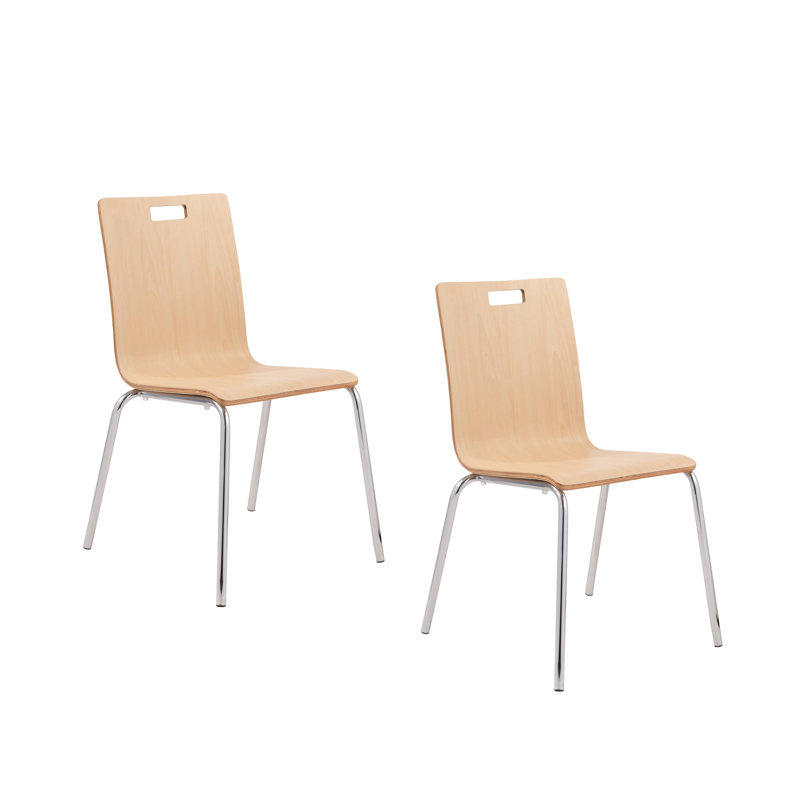 Chaise empilable Bushwick, siège en contreplaqué cintré avec finition stratifiée, 2, Naturel