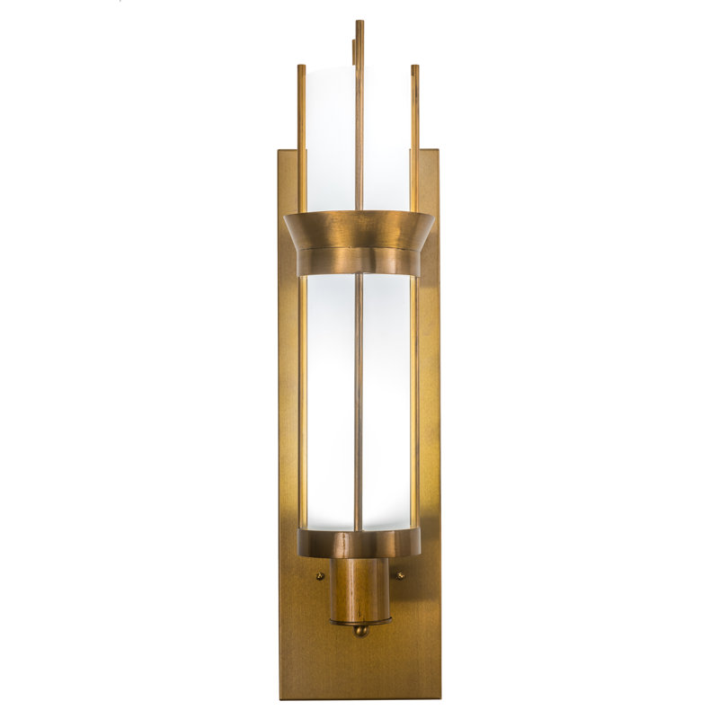 Elegant Gold Direct Wired Electric Wall Sconce with White Glass Shade
