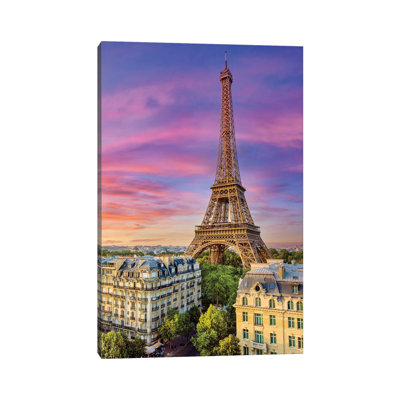 «Colorful Sunset Tower Eiffel Paris» par - Toile tendue