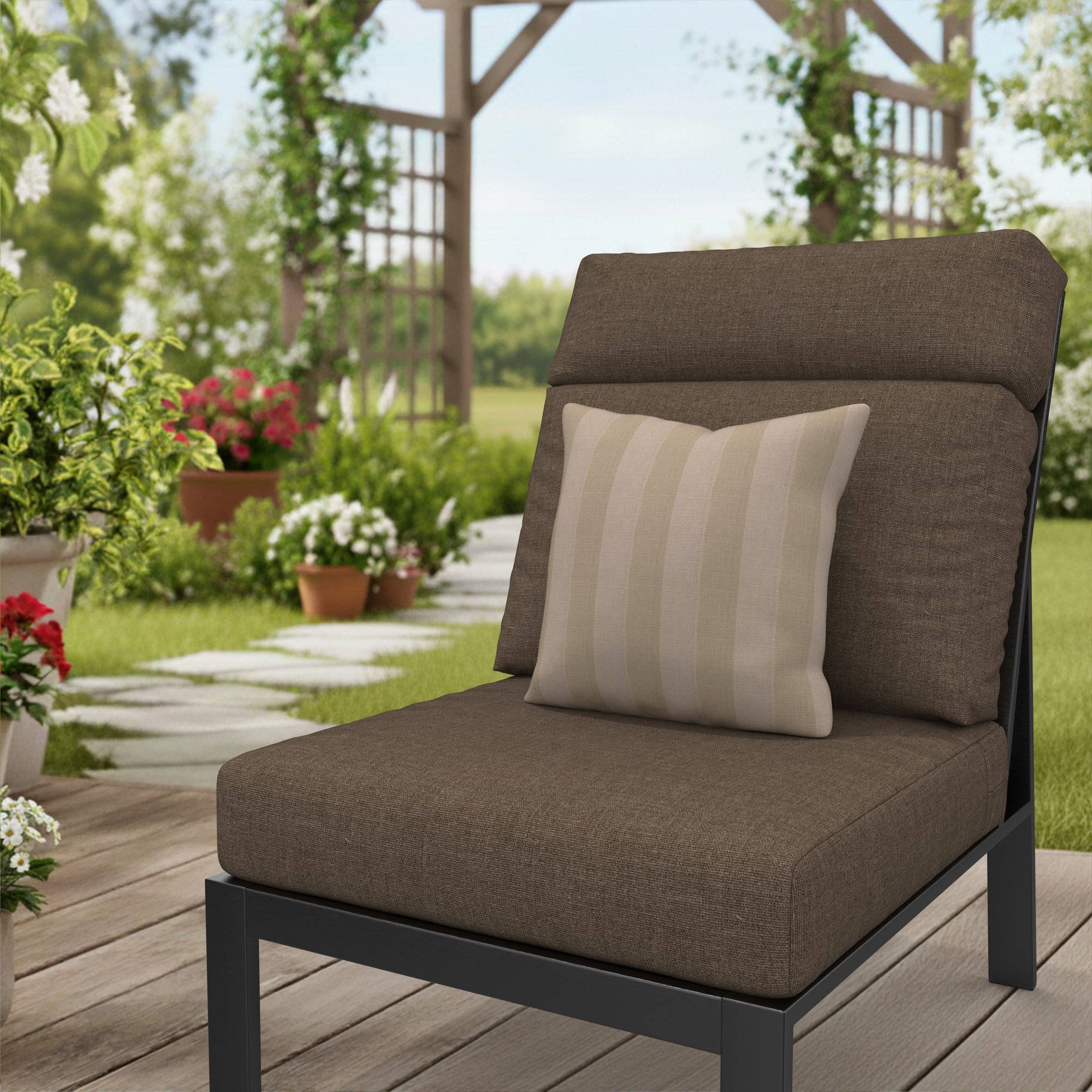 Lani Sunbrella Outdoor/Indoor Throw Pillow, Expressive Sparrow, Square 14"