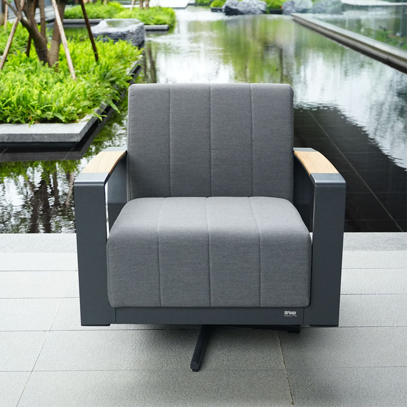 Derral Swivel Aluminum Outdoor Lounge Chair