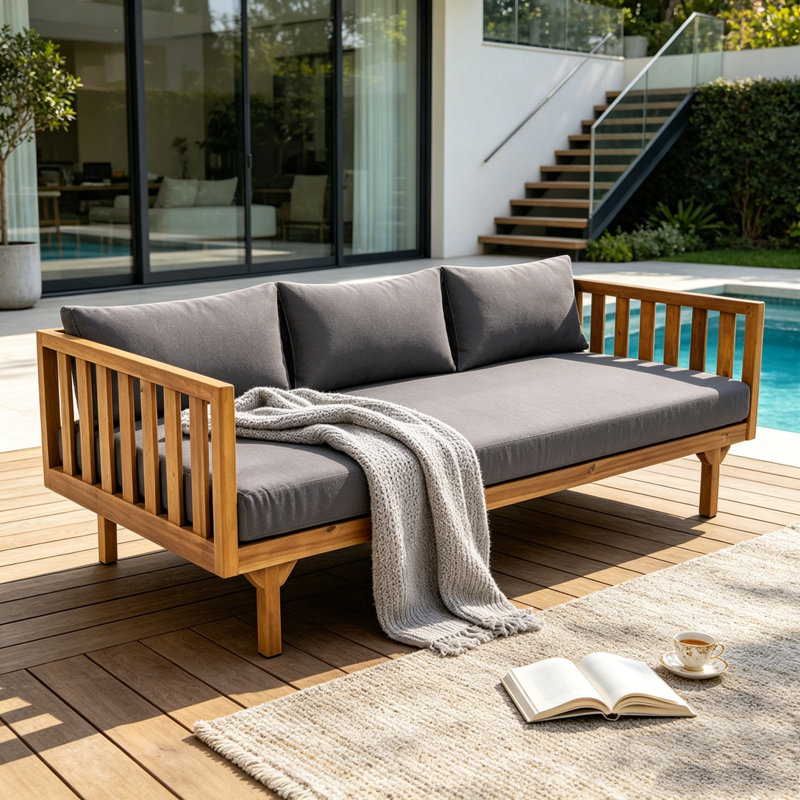 Canapé de patio 3 places, Teak, GREY