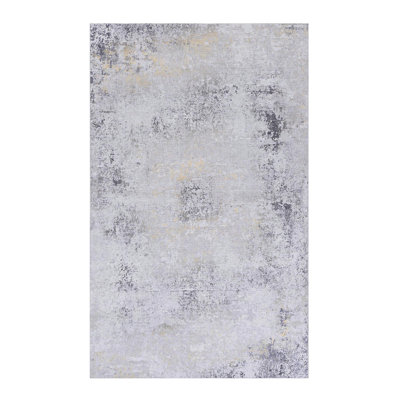 2'x 3'Gray+Gold Washable Area Rug