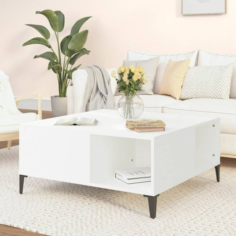 Leilanie Four Leg Coffee Table with Storage, White