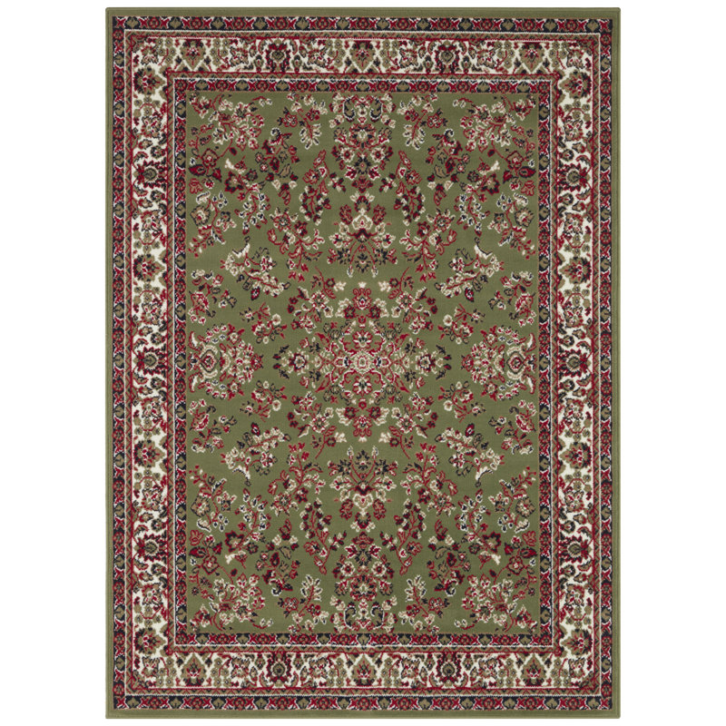 Zabul Tufted Green/Red/Cream Rug, Rectangle 160 x 220cm