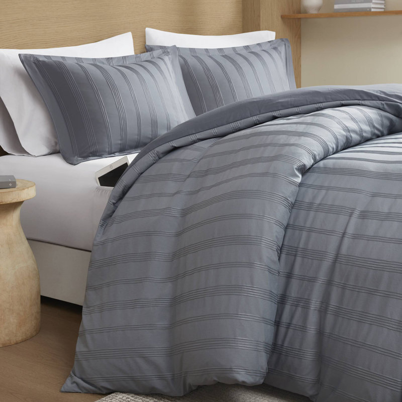 Ensembles de literie très élégants pour lit très grand, conception rayée en polyester tissé, confort moderne pour les chambres à coucher