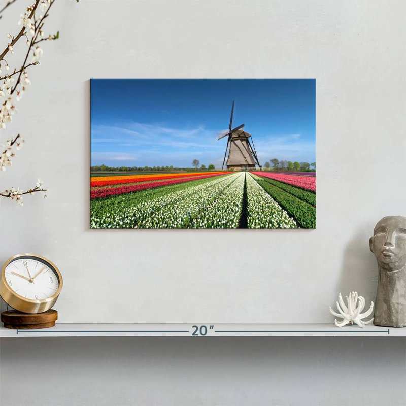Alvord Windmill And Tulips, 8" H x 12" W