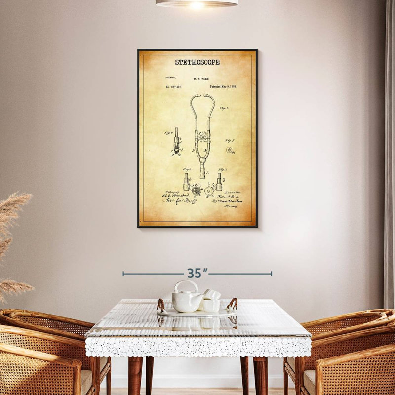Stéthoscope breveté, Cadre flottant noir, 29 po x 43 po