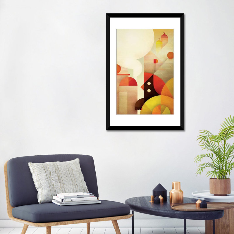 « auvent oiseau » par antonyme squizzato, impression sur toile tendue 3 pièces, Toile avec cadre noir, Blanc