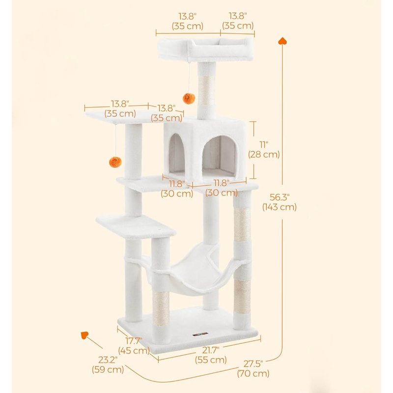 143 cm H Cat Tree / Condo, Cream White