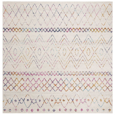 Christa Geometric Power Loom Ivory/Fuchsia Rug