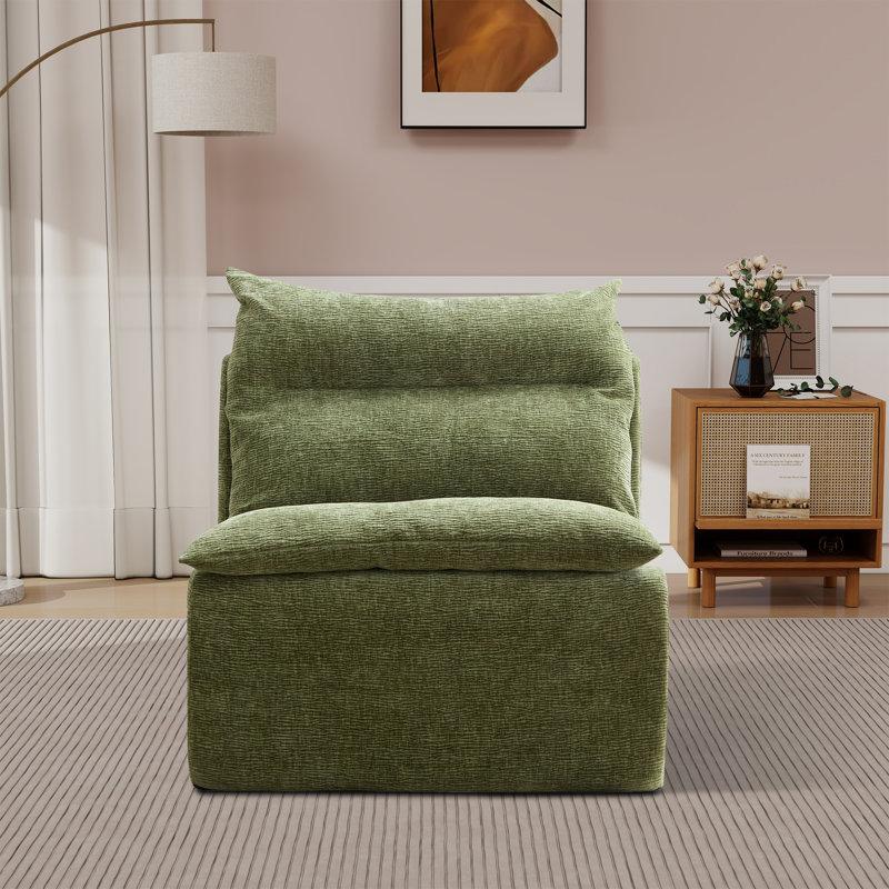 Fauteuil d'appoint sans accoudoirs l 31,47 po, Polyester vert