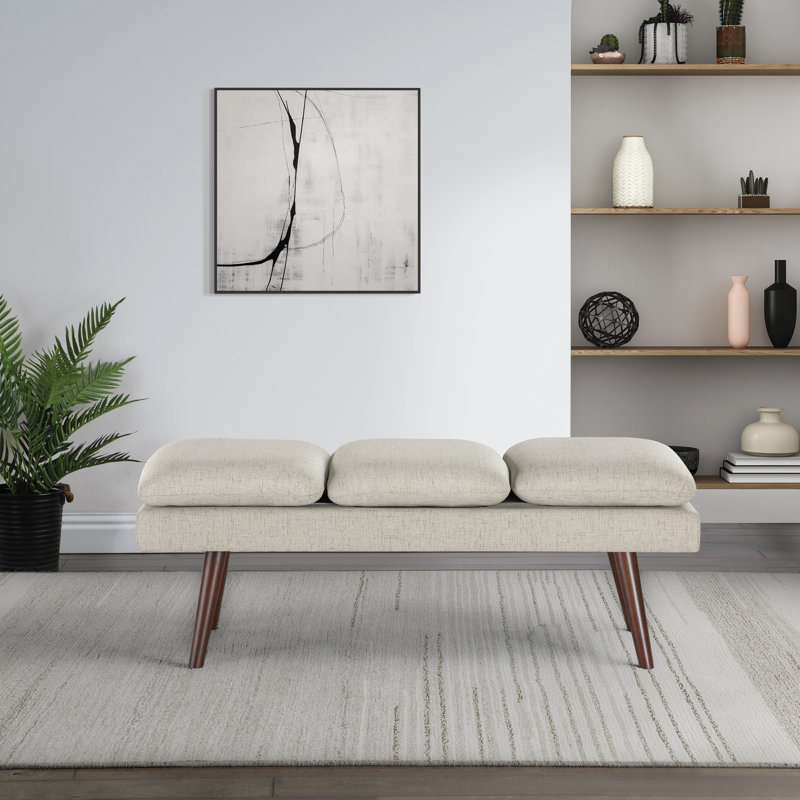 Raynika 54" Mid-Century Bench, Beige