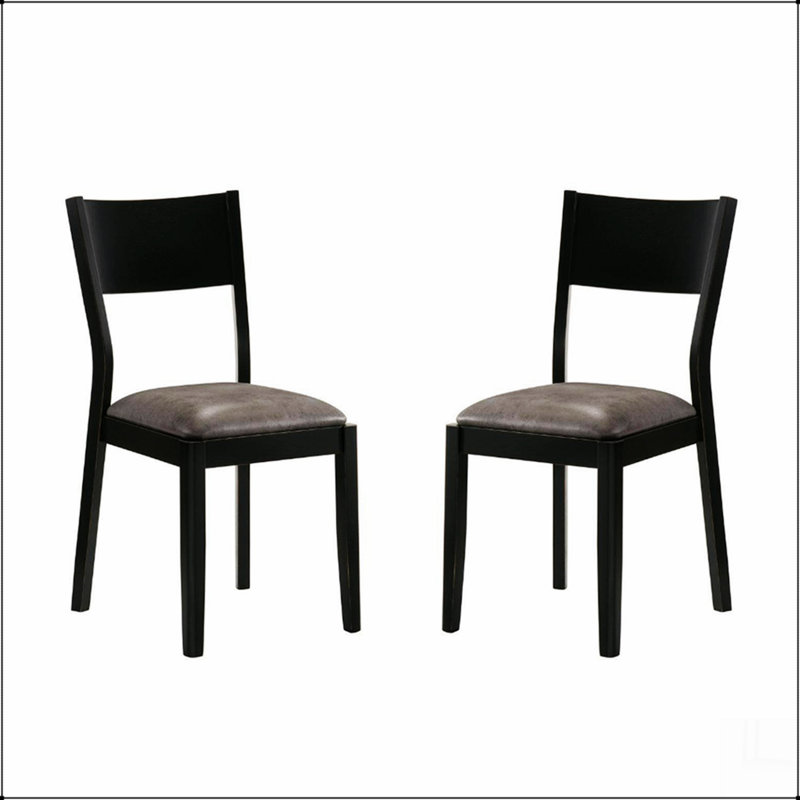 Ensemble de 2 chaises de salle à manger en similicuir rembourrées au fini noir et gris