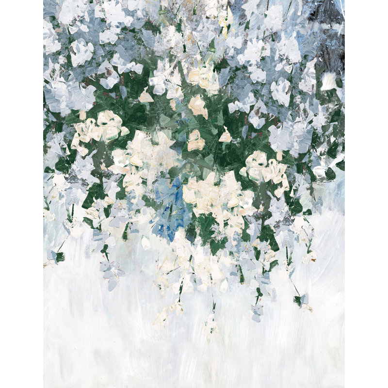 «Hanging Impasto Blue Beige Flowers», reproduction sur toile, H 30 po x l 20 po
