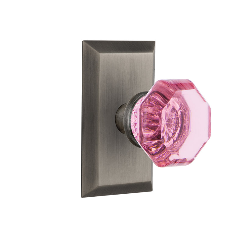Plaque Studio avec bouton de porte Waldorf rose, Étain antique