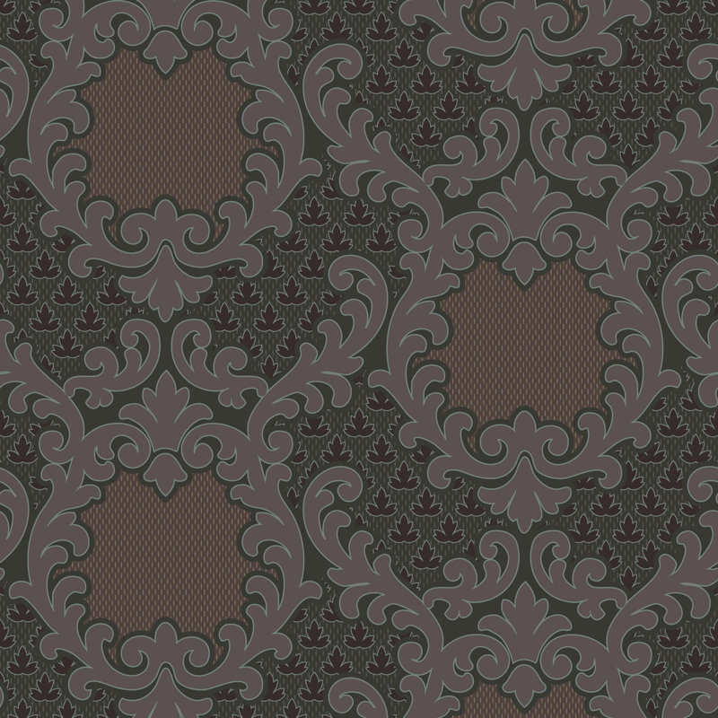 Shadow Leaf Damask - Red Night Wallpaper