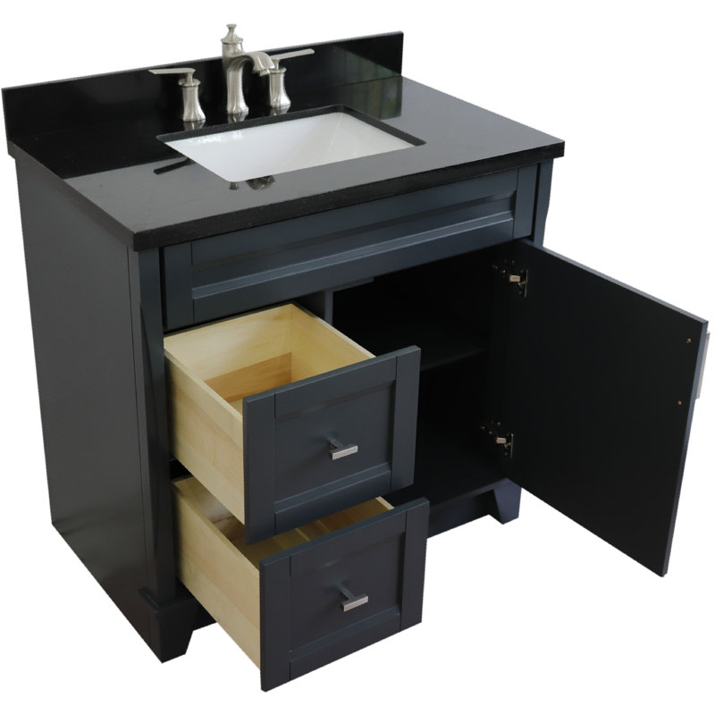 Ensemble de meuble-lavabo simple 37 po, Gris foncé, Noir
