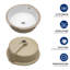 Lavabo de salle de bain rond en céramique blanche 15,43 "x 15,43", installation encastrée, teint, pour salle de bain, conception généreuse et pratique, essuyage rapide