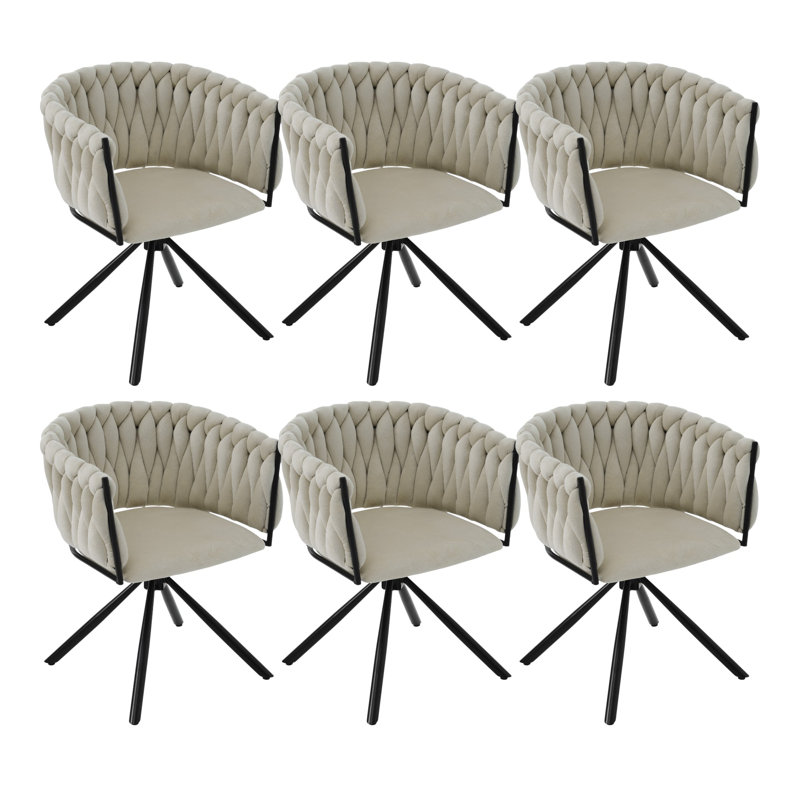 Authneil Velvet Metal Armchair, Black, Beige, 2