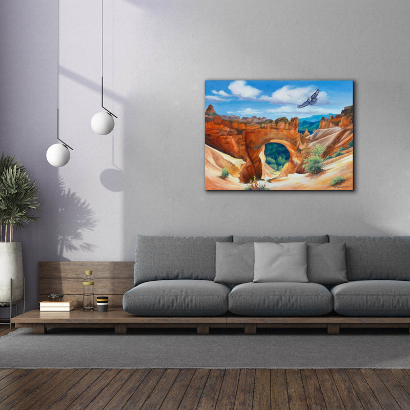 «Hawk Over Bryce Canyon» par John Zaccheo, H 40 po x l 54 po x P 1,5 po