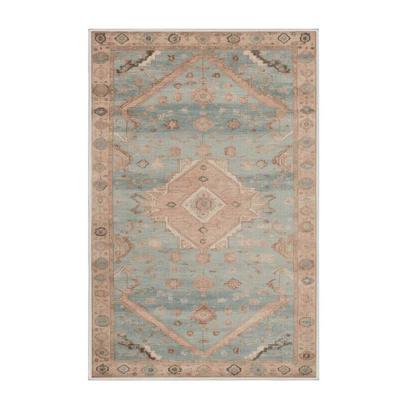 Tapis beige lavable à la machine Afyon, Rectangulaire 8 pi x 12 pi
