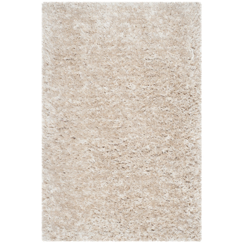 Tapis à poil long champagne fabriqué à la main Delane, Rectangle 2 pi 3 po x 4 pi