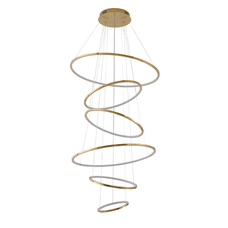 Lustre halo moderne à 6 lumières DEL, Noir mat