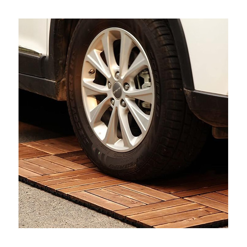 Patio Floor Tiles Pack Of 22  WPC Wood-Plastic Composite Patio Deck Tiles DIY Interlocking Decking Tiles, Quick Deck Floor Tile, Court Tile, Water Resistant Indoor Outdoor -11.8" Oak