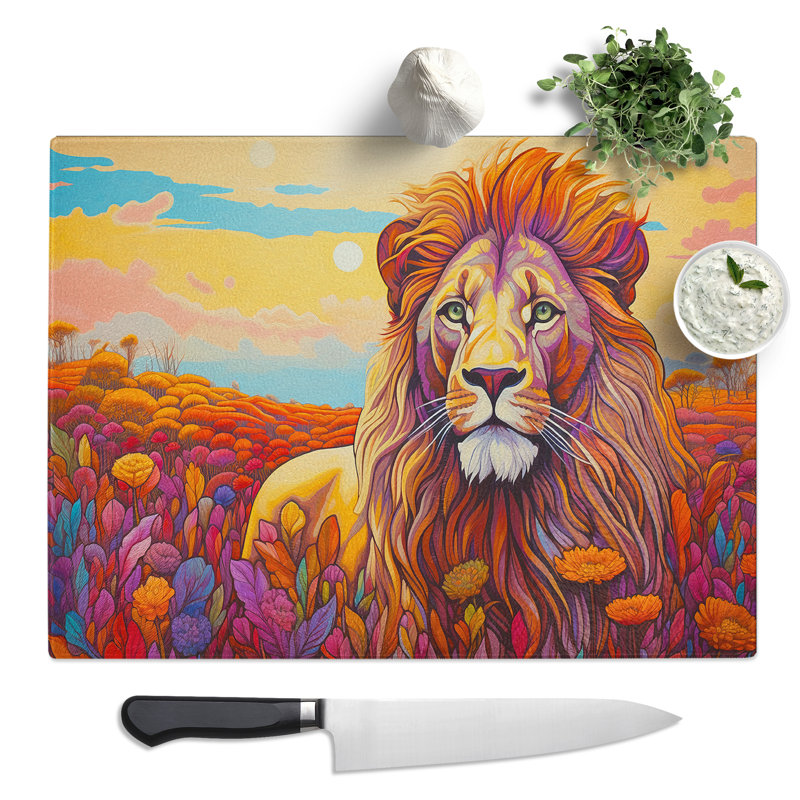 Lion Colour Field  Glass Chopping Board