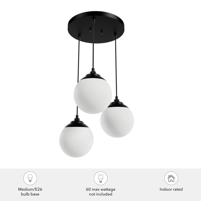 Hepburn 3 - Light Cluster Globe Pendant, Matte Black