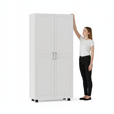 75" Extra Tall Storage Pantry Cabinet with Adjustable Shelves & Anti-tip Kit