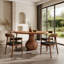 Ensemble de salle à manger à piédestal rond 5 pièces New Solid Wood Top 53 po Ikerne 6/8 personnes -570843491-594351753