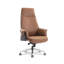 Chaise de bureau réglable en cuir de microfibre brun clair + brun foncé + argent + alliage d'aluminium