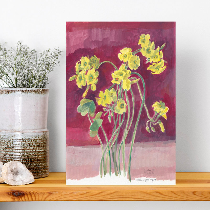 Oxalis Floral Painting Modern Romantic Abstract Wall Art, 18" H x 12" W