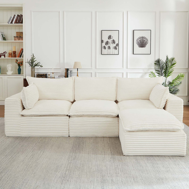 Canapé modulaire en L avec repose-pieds Cloud-Inspired, aucun assemblage requis