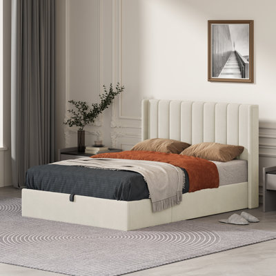 Daizia Lift Up Storage Platform Bed with Wingback Headboard
